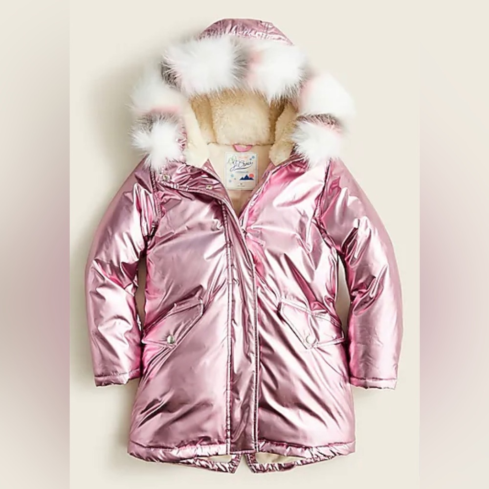 J crew pink metallic parka